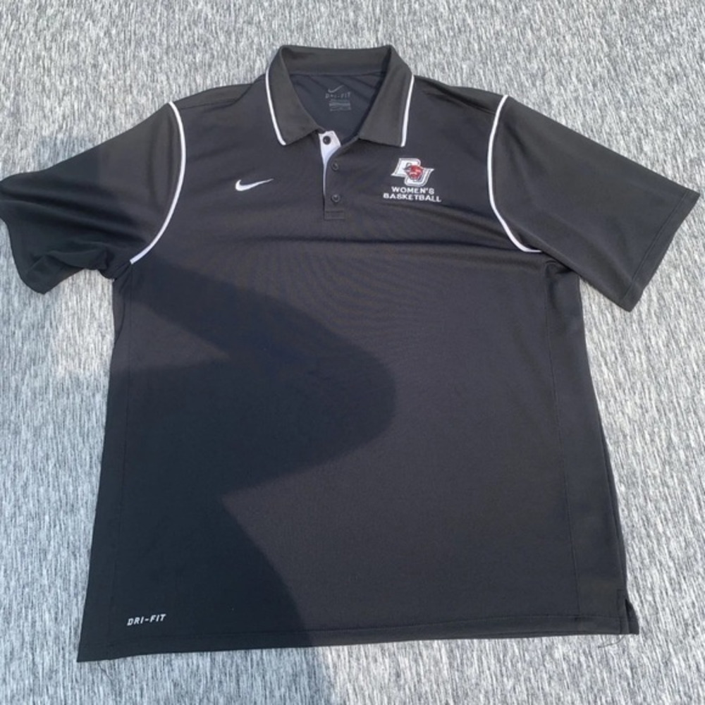 Nike Polo Shirt Mens Extra‎ Large Black Dri Fit Performance Logo Davenport U